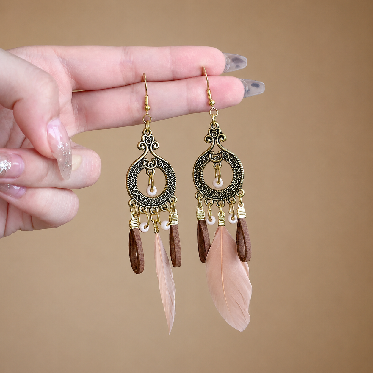 Tassel Drop Earrings - Coffee