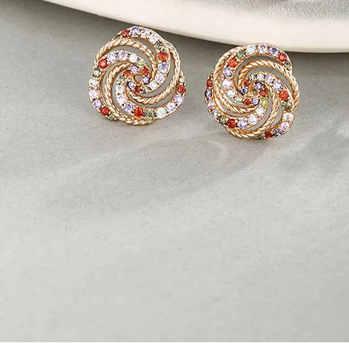 Colorful Gold-Plated Ear Studs