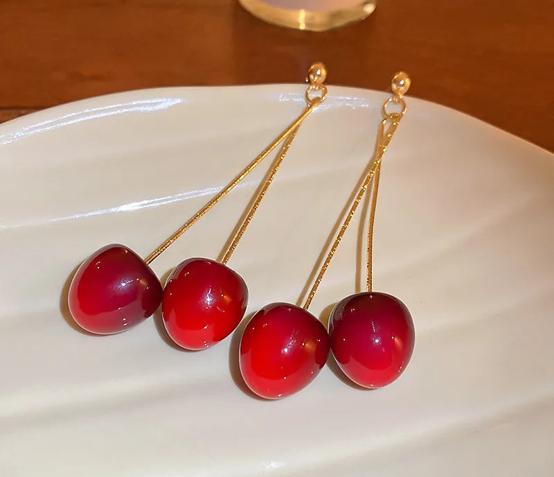 Cherry Red Drop Earrings