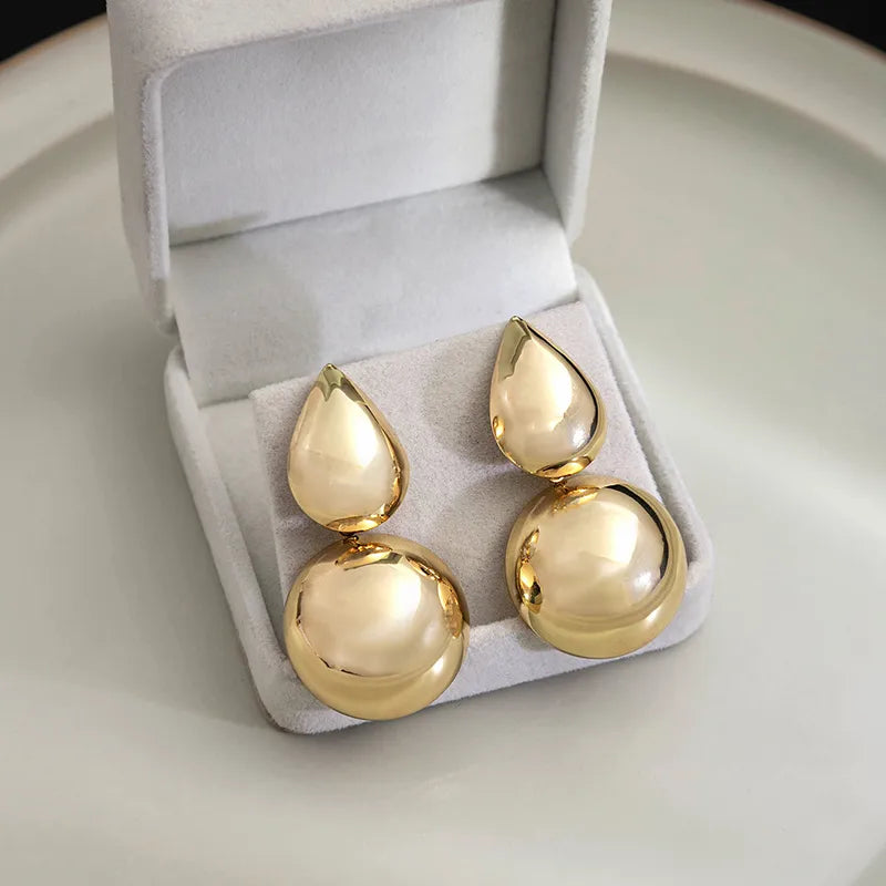 Golden Geometric Drop Earring