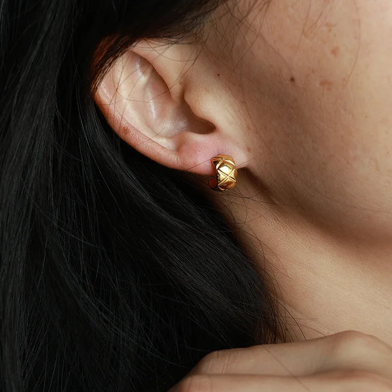 C Shape 18K Gold Plated Stud