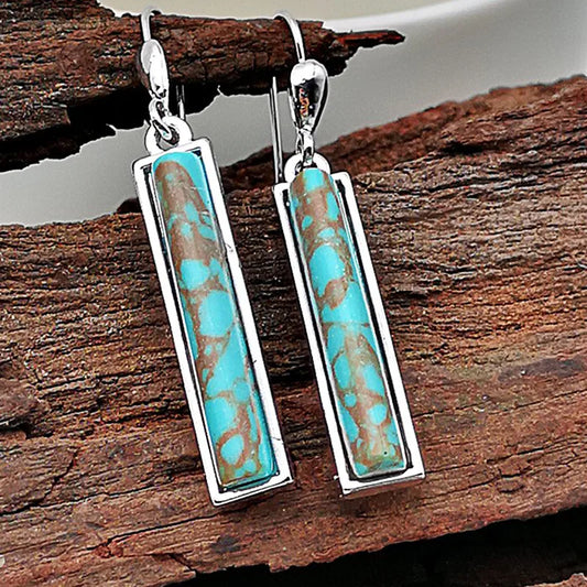 Geometric Drop Earrings - Sea Blue