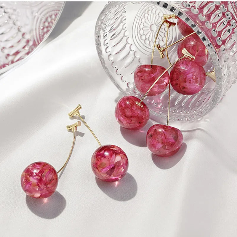 Pink Cherry Drop Earring
