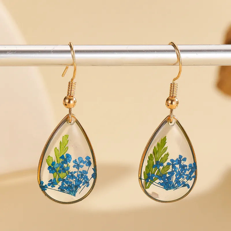 Water Drop Resin Earring - Blue & Green