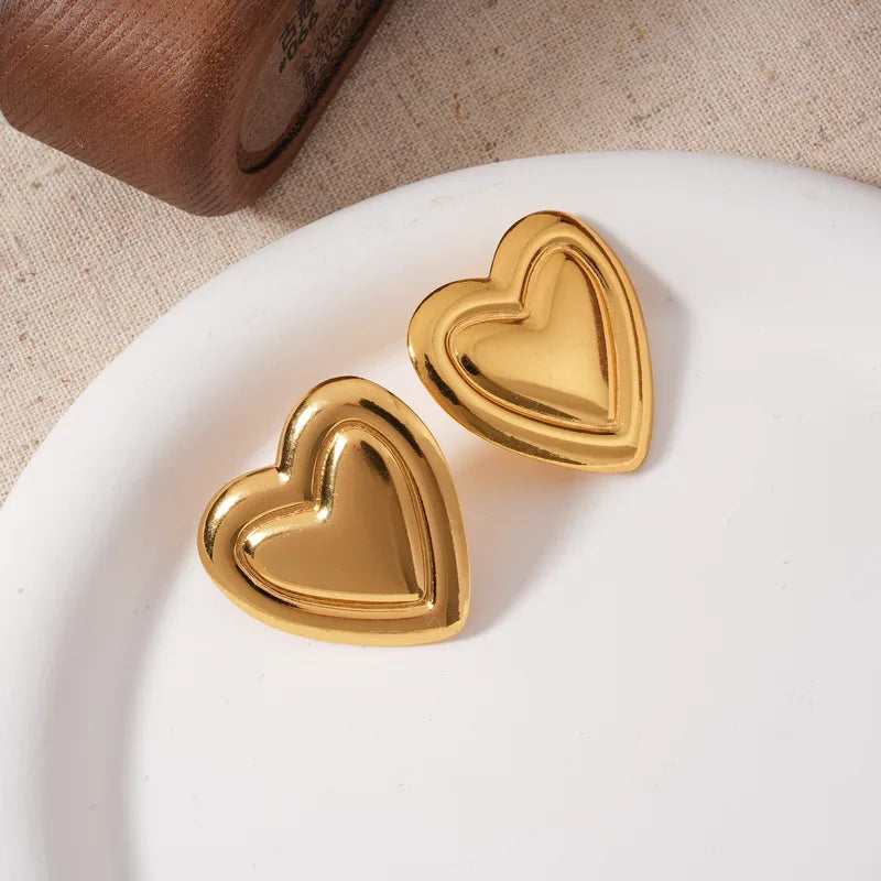 Love Heart Gold Plated Stud