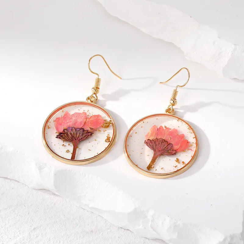 Resin Drop Earrings - September Chrysanthemum