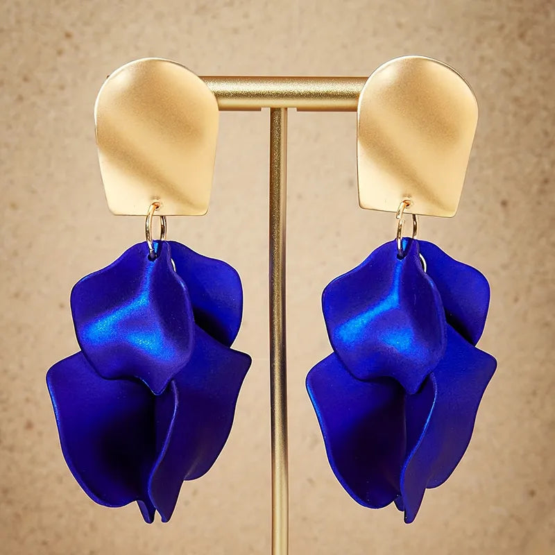Korean Style Tassel Earring - Blue