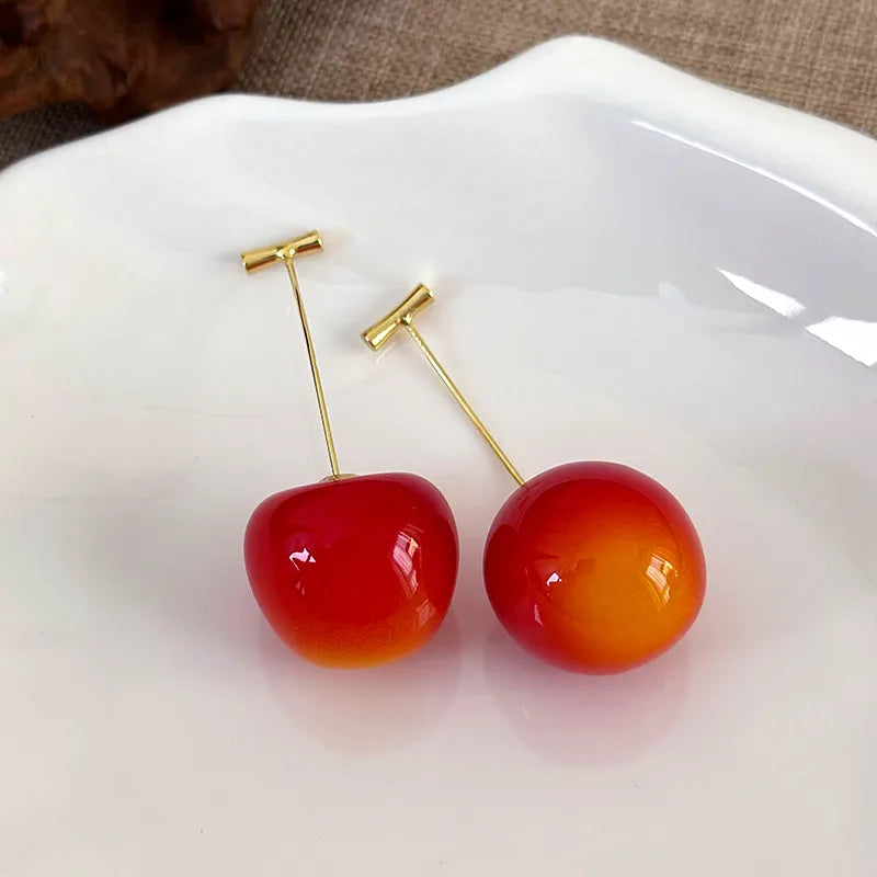 Reddish Yellow Large Cherry Earring