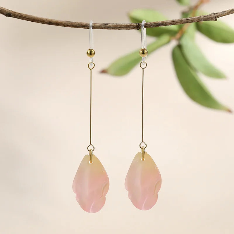 Colorful Petal Drop Earring - Coral