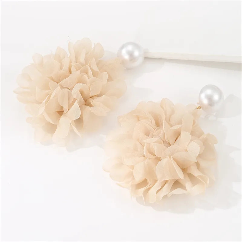 Fabric Drop Earrings - Champagne
