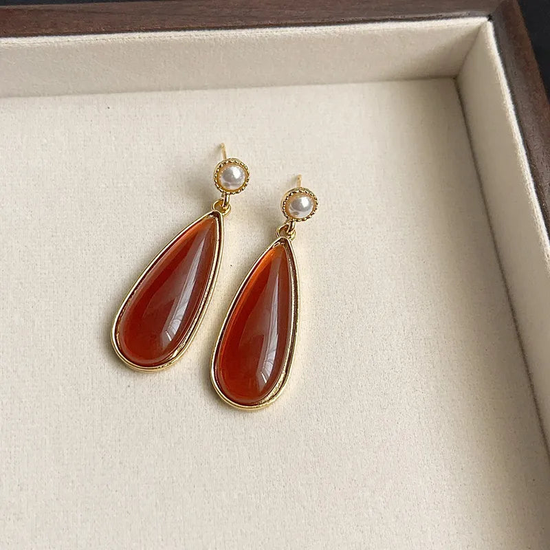 Acrylic Blooming Earrings - Maroon