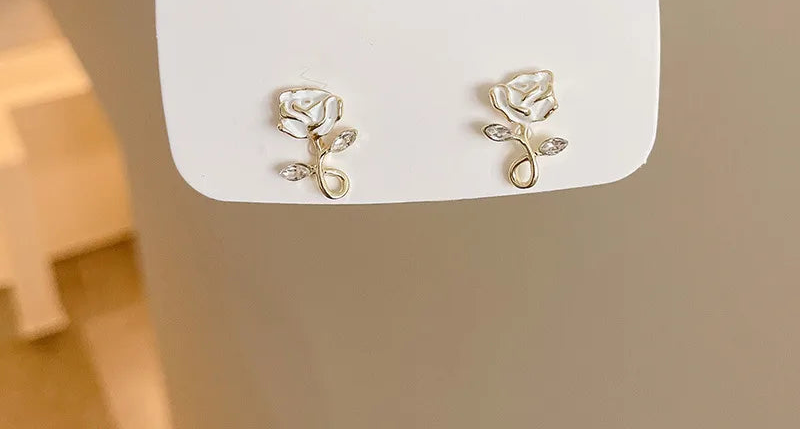 Gold-White Rose Stud