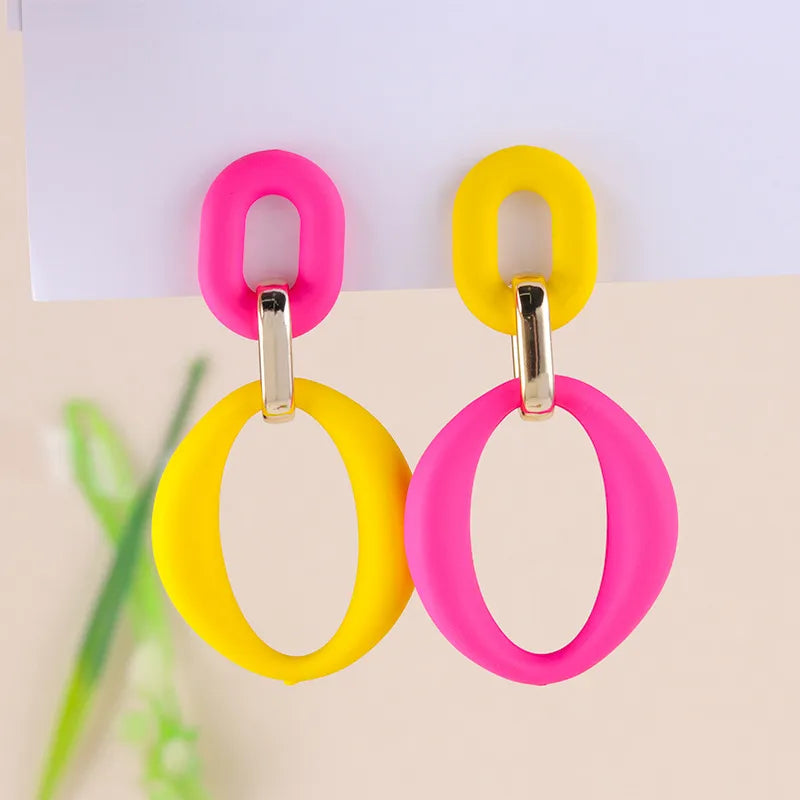 Contrast Buckle Earrings - Yellow rose
