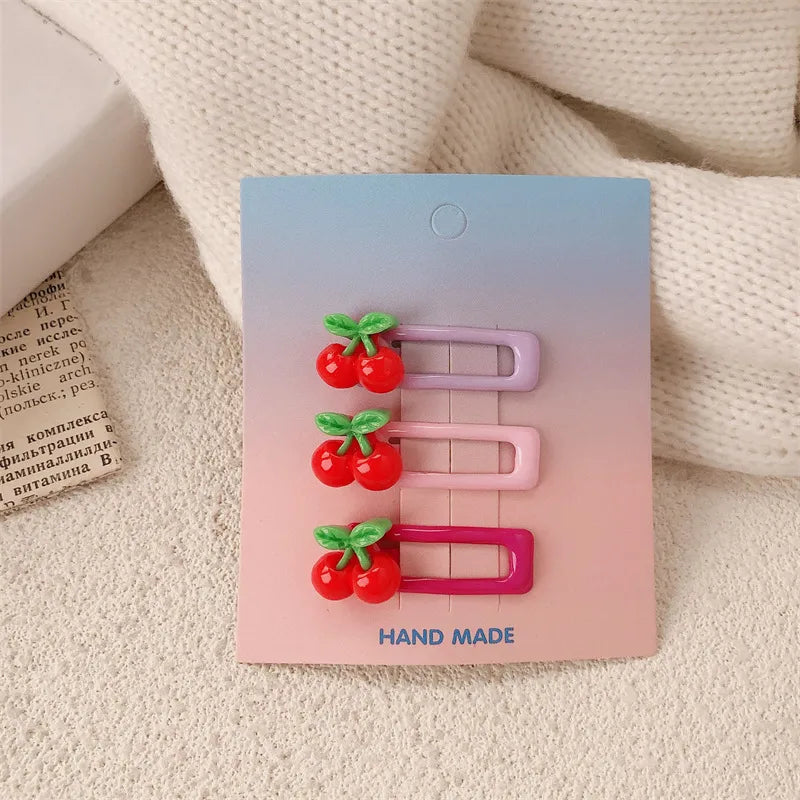 Korean Cute Fruit Hair Clips Set - Red Cherry