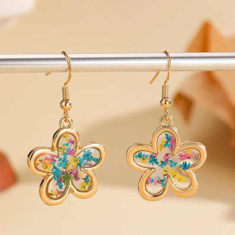Flower Resin Earrings - Blue