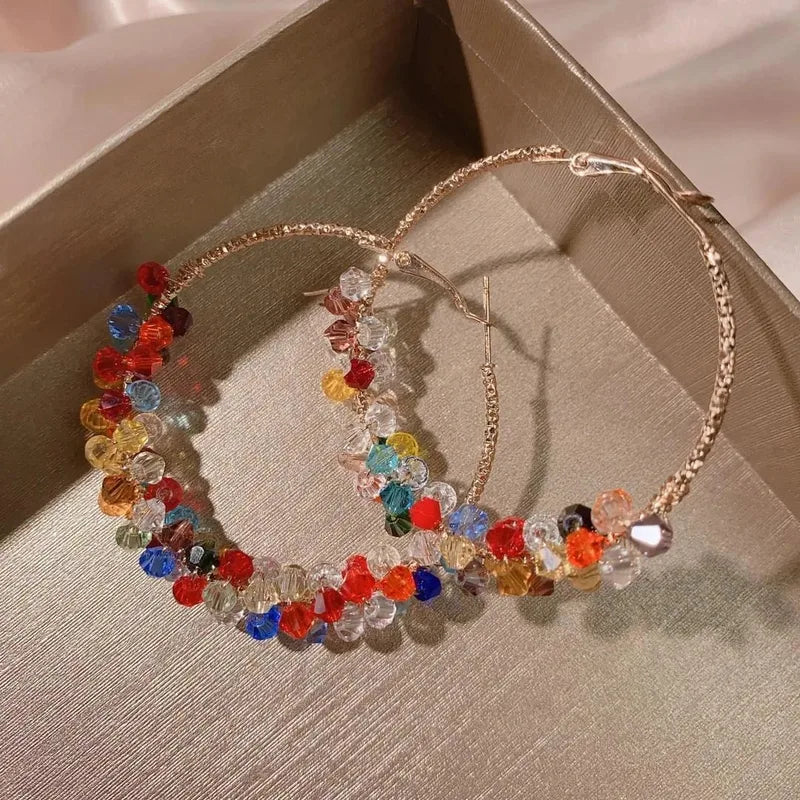 Multicolor Beaded Hoops
