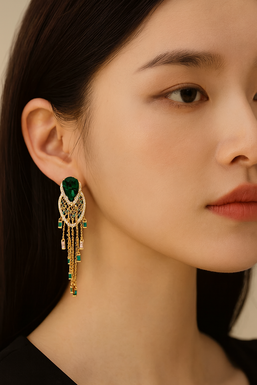 Gemstones Gold Plated Drop Earrings