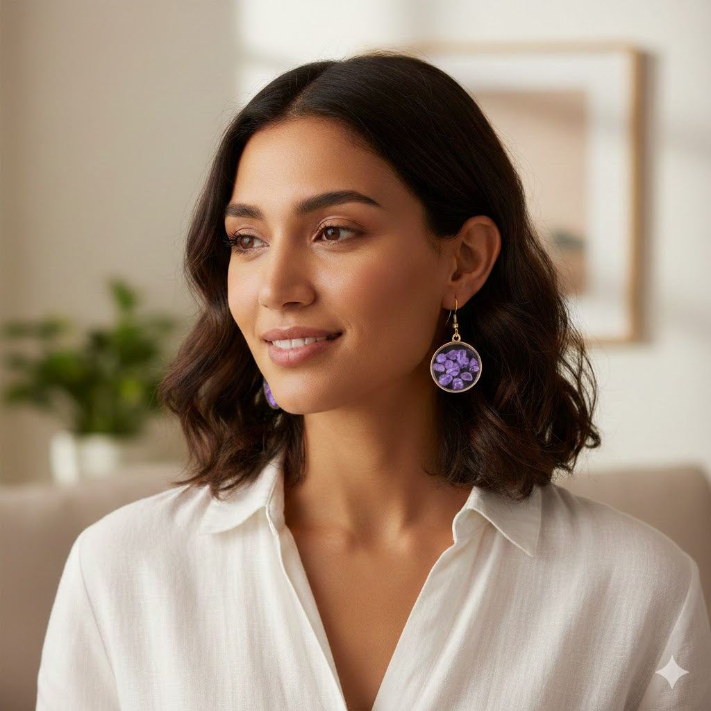 Aqua Resin Earring - Purple