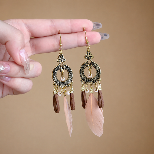 Tassel Drop Earrings - Coffee