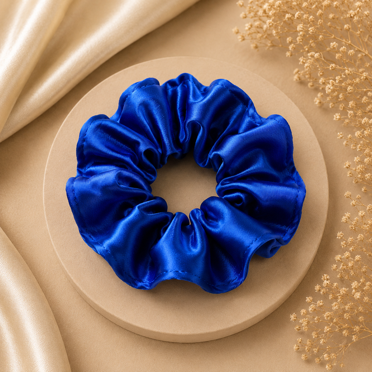 Sapphire Satin Scrunchie (one piece)