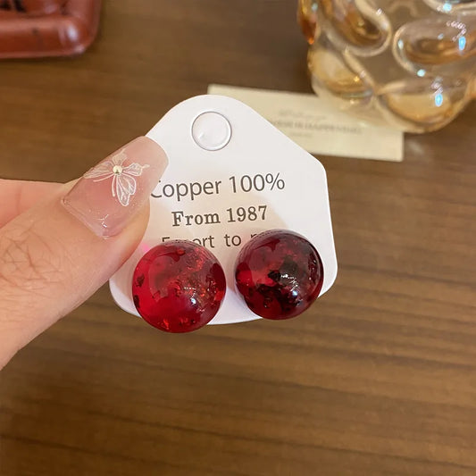 Round Resin Studs - Red