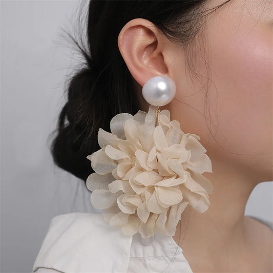 Fabric Drop Earrings - Champagne