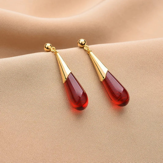 Classical Water Droplets Earrings - Red