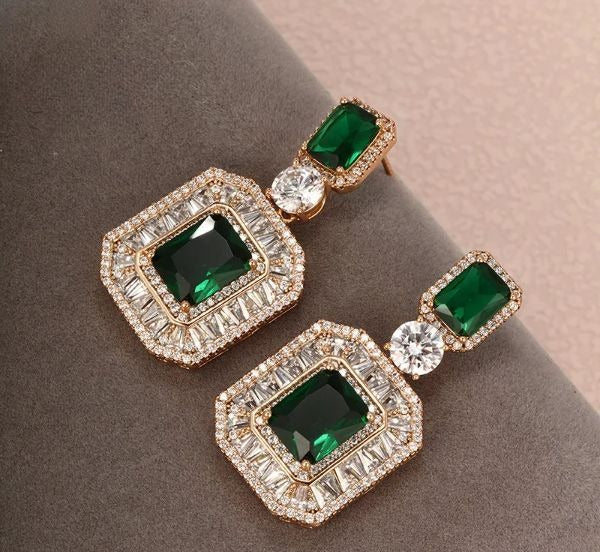 Gold Plated Square Water Droplets Earring