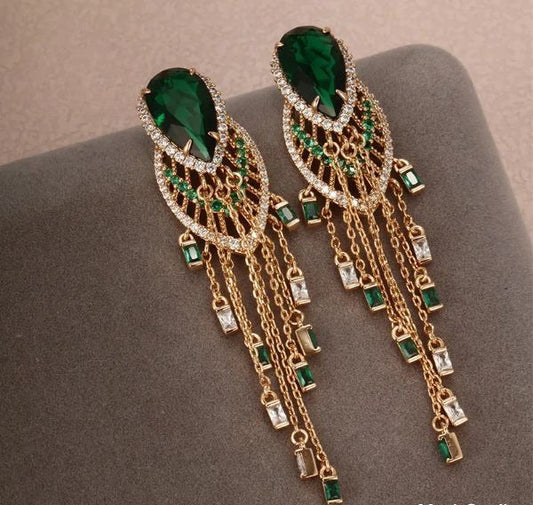 Gemstones Gold Plated Drop Earrings