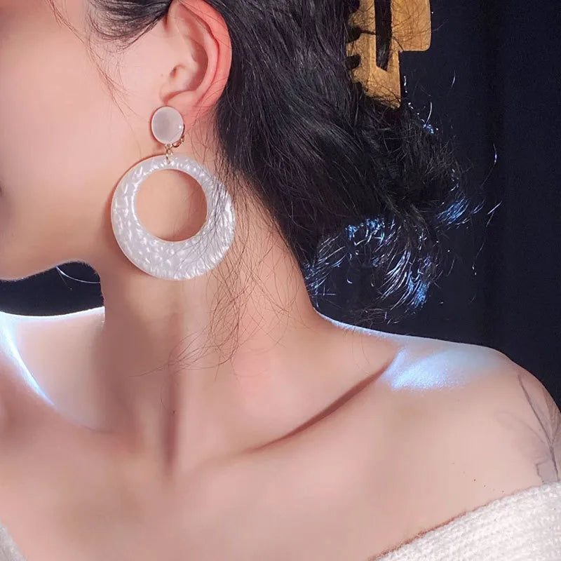 White Circle Acrylic Earrings