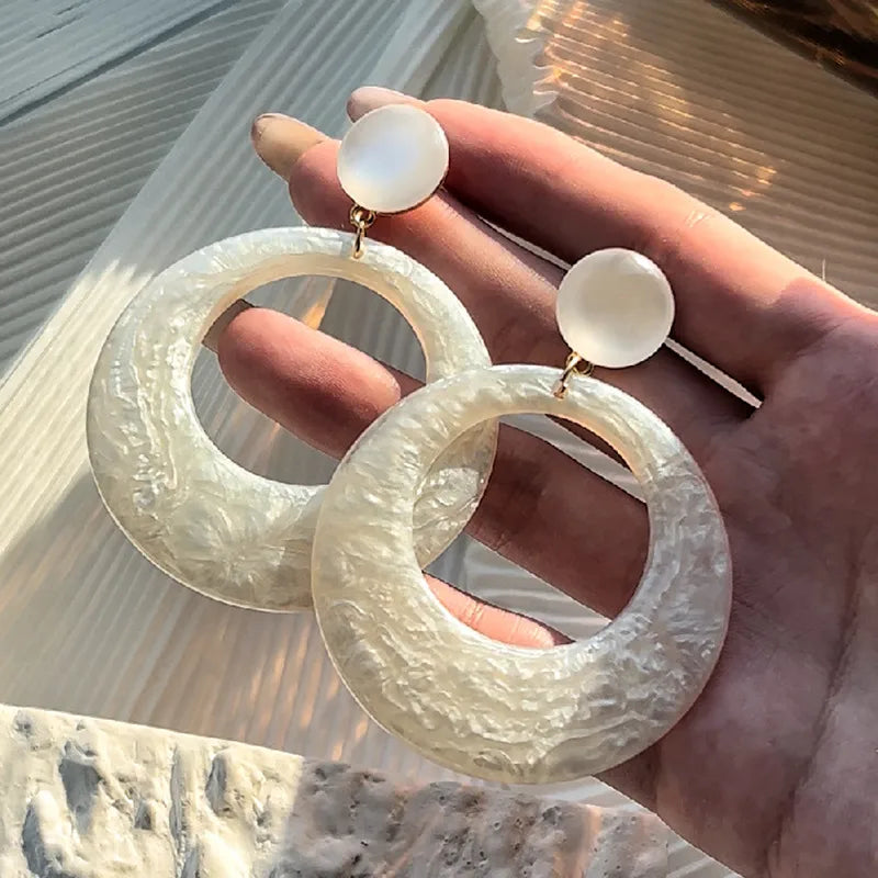 White Circle Acrylic Earrings