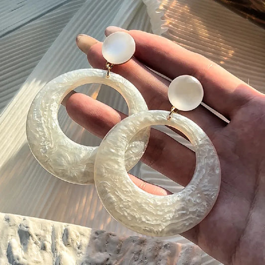 White Circle Acrylic Earrings