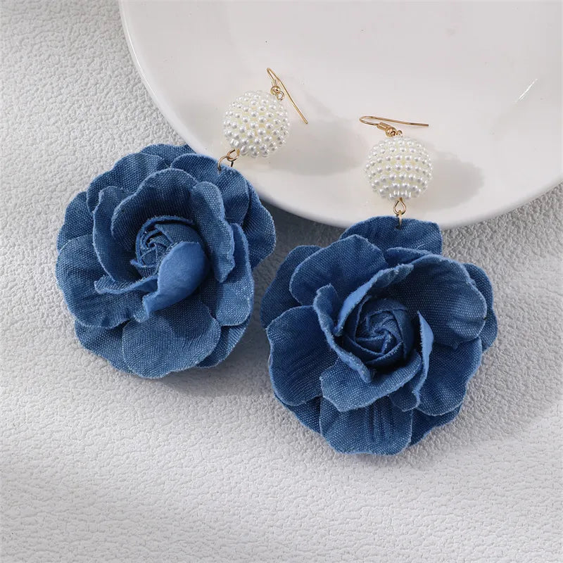Flower Cloth Drop Earrings