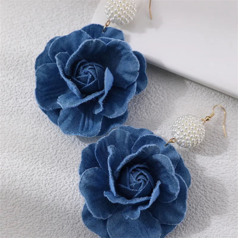 Flower Cloth Drop Earrings