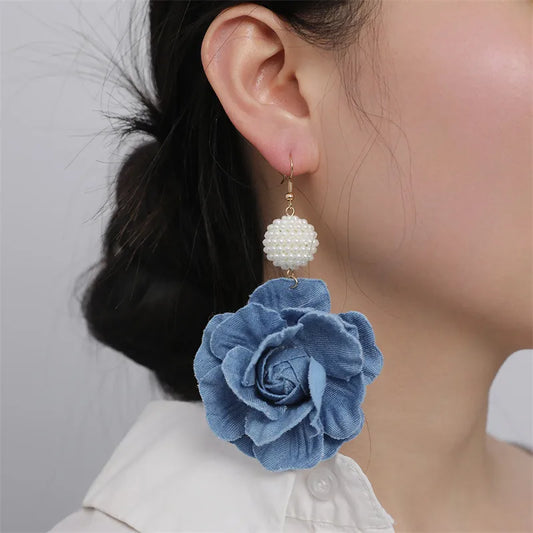 Flower Cloth Drop Earrings