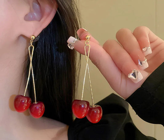 Cherry Red Drop Earrings