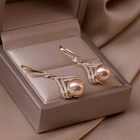 Rose Gold Pearl Drop Earring