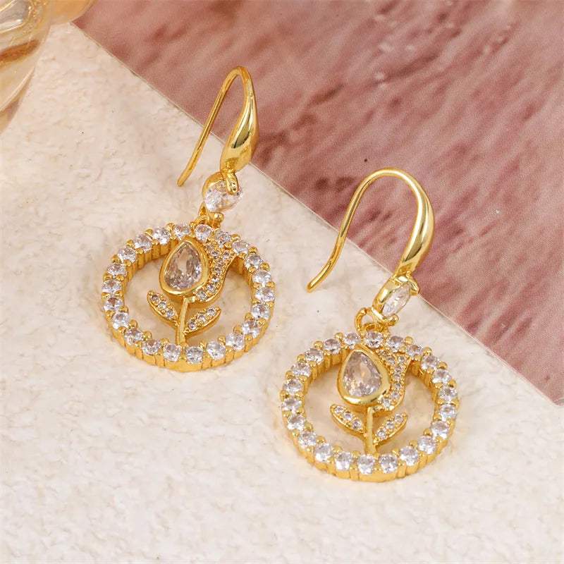 Rose Radiance Earrings - Gold Plated