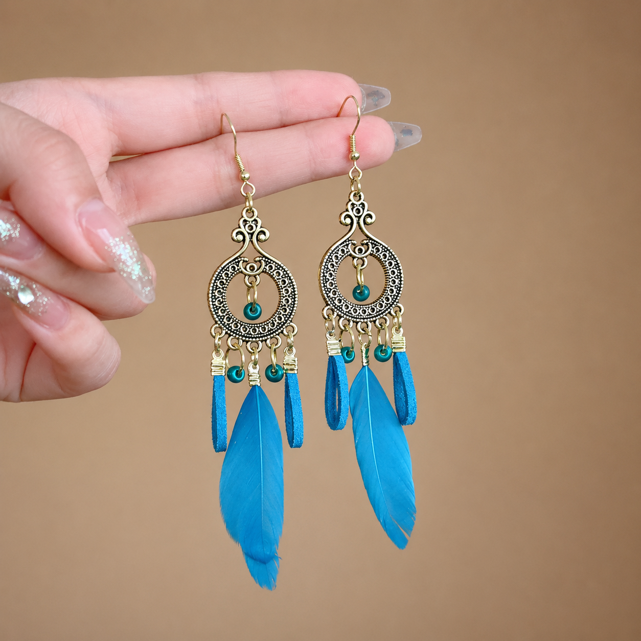 Tassel Drop Earrings - Blue