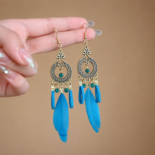 Tassel Drop Earrings - Blue