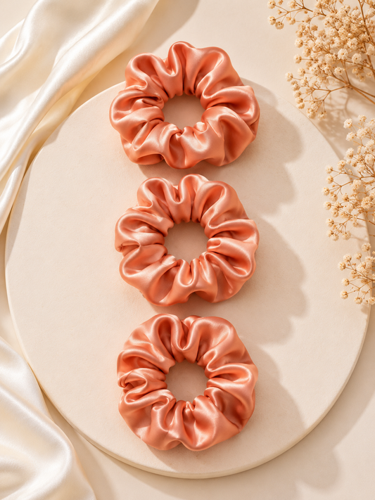 Peach Soufflé Satin Scrunchie (one piece)