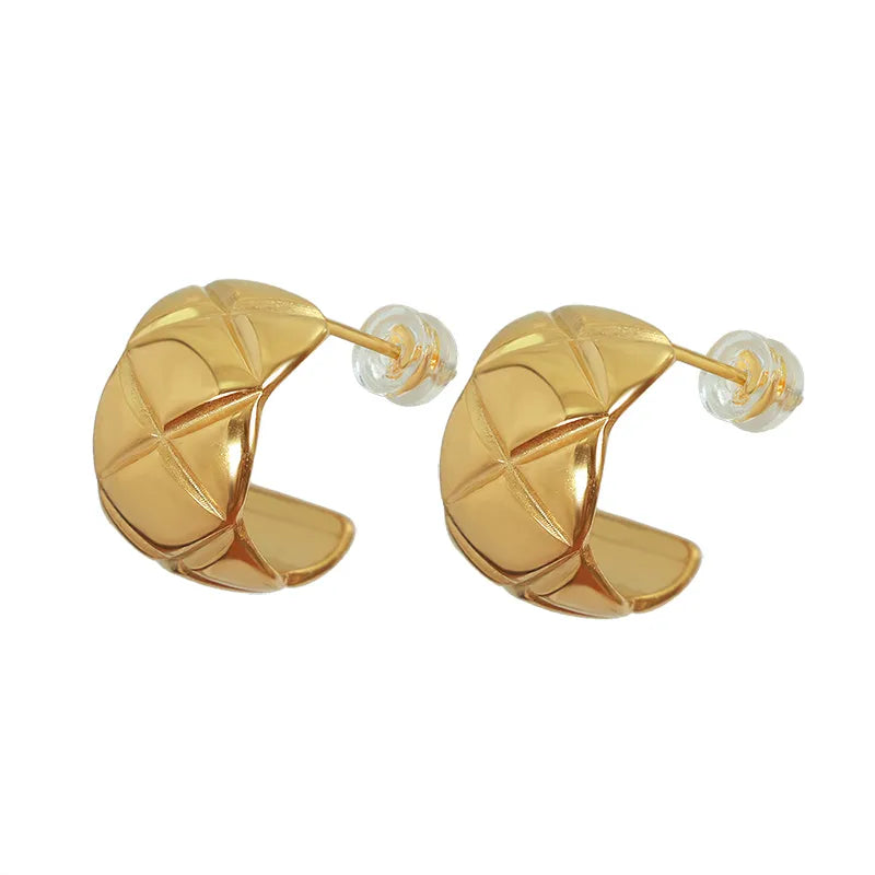 C Shape 18K Gold Plated Stud
