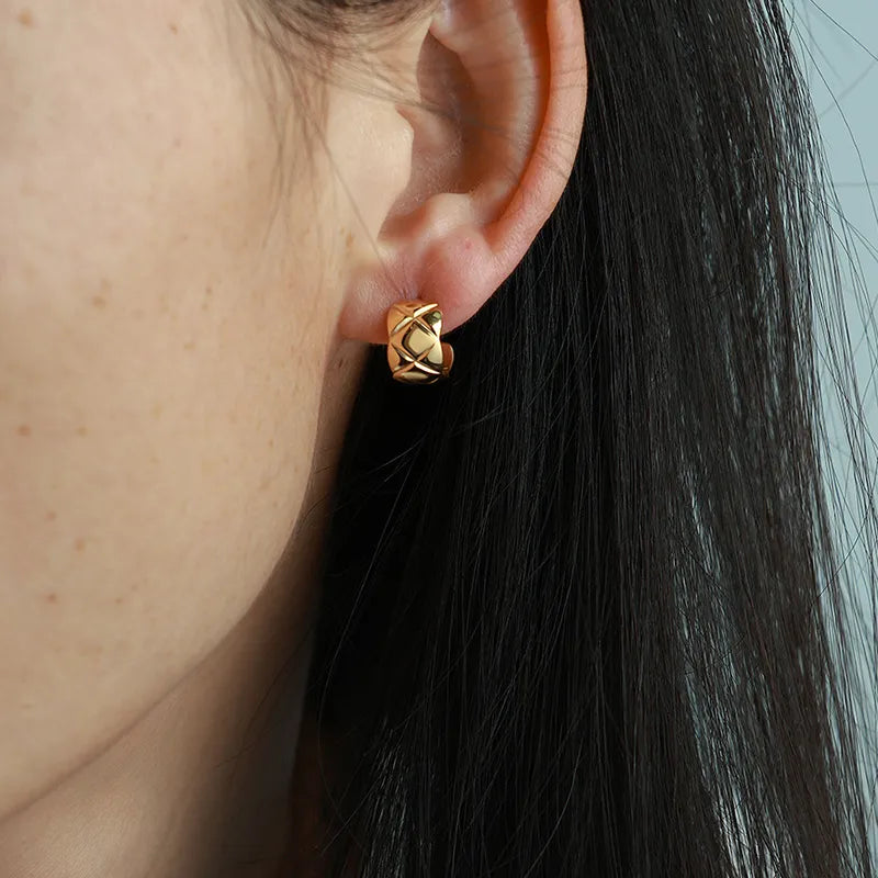 C Shape 18K Gold Plated Stud