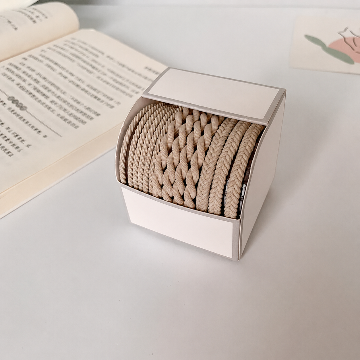 Korean Style Knot Hair Tie - Rice Coffee (10 Pieces)