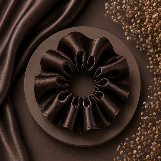 Burnt Cocoa Satin Scrunchie (one piece)