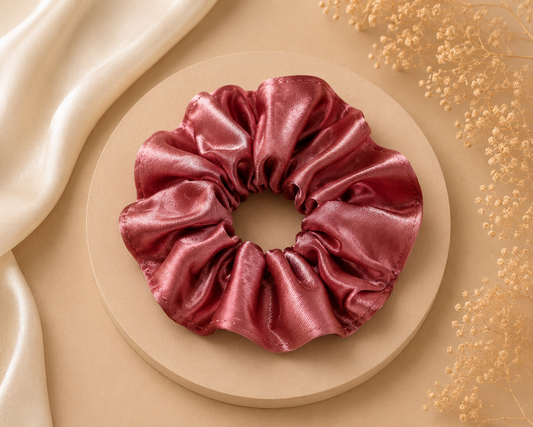 Mauve Kiss Satin Scrunchie (one piece)