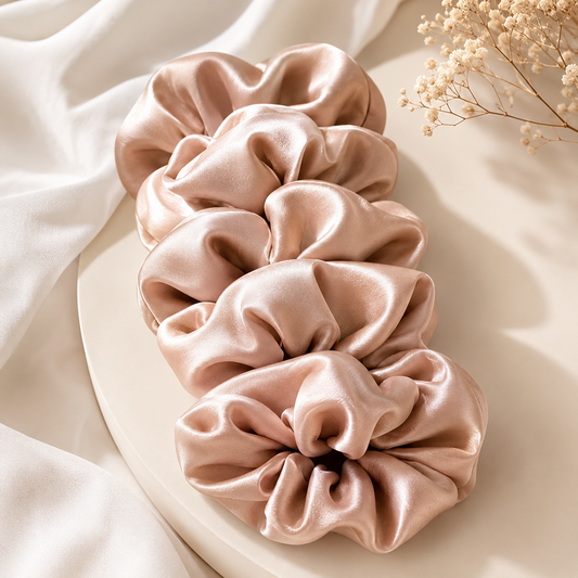 Vanilla Pearl Satin Scrunchie (one piece)