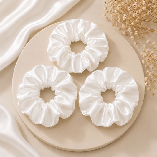 Pearl White Satin Scrunchie (one piece)