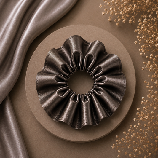 Smoked Walnut Satin Scrunchie (one piece)