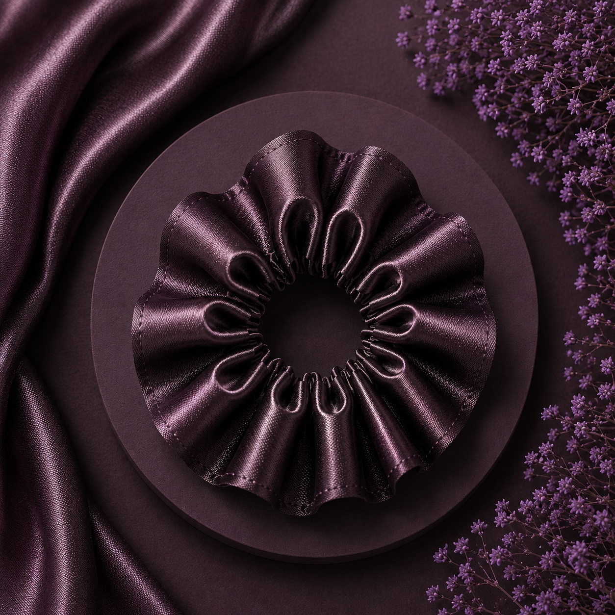 Amethyst Wine Satin Scrunchie (one piece)